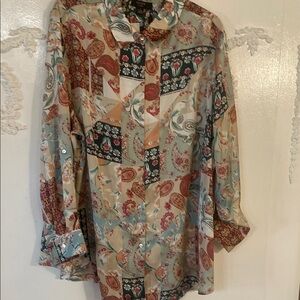 Vintage Paisley Patchwork Button-Up Shirt 2x. NWT